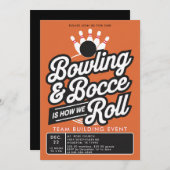 Bowling Bocce Team Gebäude Kirche Business Orange Einladung (Vorne/Hinten)