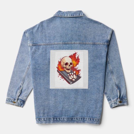 Bowling Bones � Lustiger Sport-Schädel Jeansjacke (Rückseite)