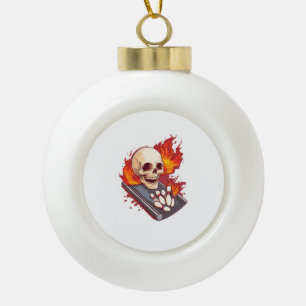 Bowling Bones � Lustiger Sport-Totenkopf Keramik Kugel-Ornament