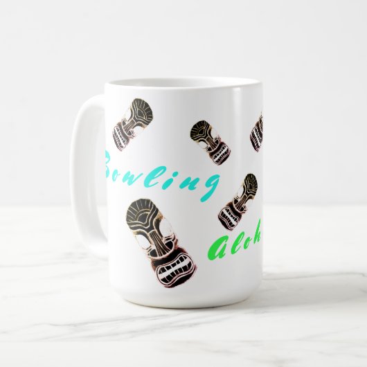 Bowling Bouncing Tiki Mask Kaffeetasse (Vorderseite Links)