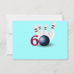 Bowling, Bowler 60th Birthday Einladung. Einladung<br><div class="desc">You can personalize all the text on this 60th bowling themed birthday party einladung. You can ändert den text and number on the front and use this for a 40th, 50th, 70th or other birthday. Die Bowling-Design-Sache with pins and the ball made to look like zero in 60 on the...</div>