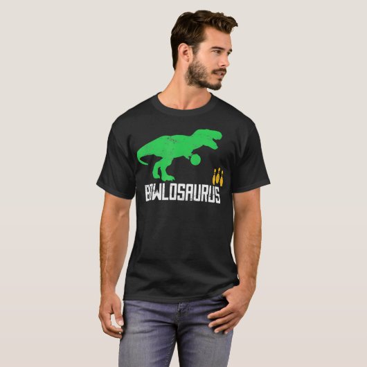 Bowling Bowler Dinosaur Player Ball Button T-Shirt (Vorne ganz)
