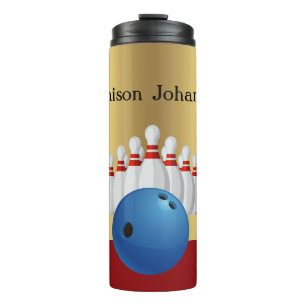 Bowling - Bowling Ball und Buttone Design personal Thermosbecher