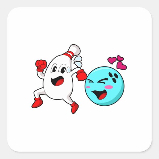 Bowling Bowling Quadratischer Aufkleber (Vorderseite)