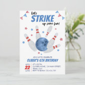 Bowling Boy Birthday Einladung erwecken Spaß (Stehend Vorderseite)