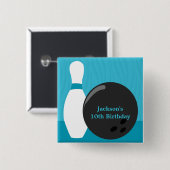 Bowling Boy Birthday Party Button (Vorne & Hinten)