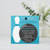 Bowling Boy Birthday Party Einladung (Stehend Vorderseite)