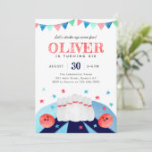 Bowling Boy Birthday Party macht Spaß Einladung (Stehend Vorderseite)