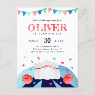 Bowling Boy Birthday Party macht Spaß Postkarte