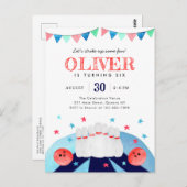 Bowling Boy Birthday Party macht Spaß Postkarte (Vorne/Hinten)