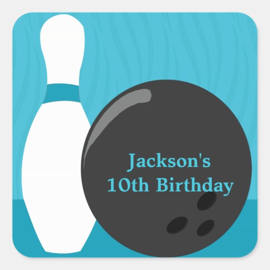 Bowling Boy Birthday Party Sticker (Vorderseite)