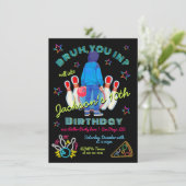 Bowling Bruh Neon Roller Skaten Birthday Einladung (Stehend Vorderseite)