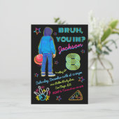Bowling Bruh Neon Roller Skaten Birthday Einladung (Stehend Vorderseite)