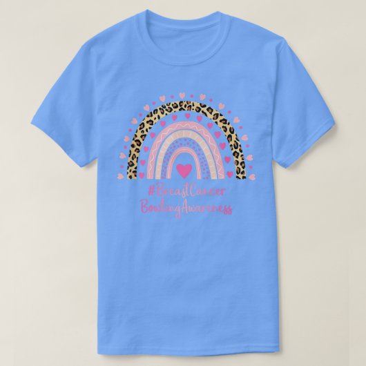 Bowling Brustkrebs Bewusstsein rosa Herzleopard T-Shirt (Design vorne)
