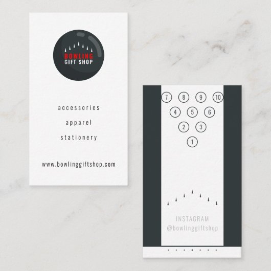 Bowling Business | Bowling Buttons Gutter Foul Lin Visitenkarte (Vorne/Hinten)