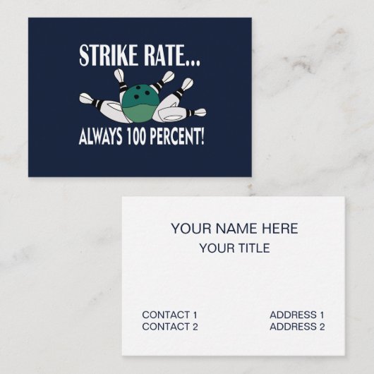Bowling Button Ball Strike Coach Trainer Visitenkarte (Vorne/Hinten)