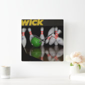 Bowling Button Clock Quadratische Wanduhr (Zuhause)