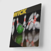 Bowling Button Clock Quadratische Wanduhr (Winkel)