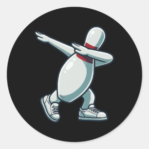 Bowling Button Dabbing Funny Bowler Bowling Lover Runder Aufkleber
