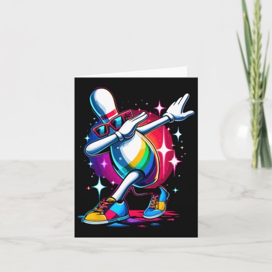 Bowling Button Dabbing Sungles Bowler Player Karte (Vorderseite)