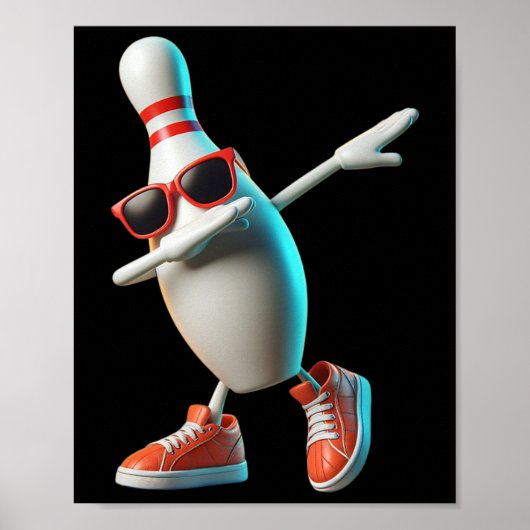 Bowling Button Dabbing Sungles Bowler Player Kids Poster (Vorne)
