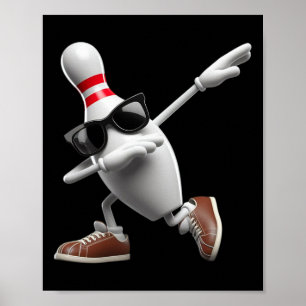 Bowling Button Dabbing Sungles Bowler Player Kids Poster