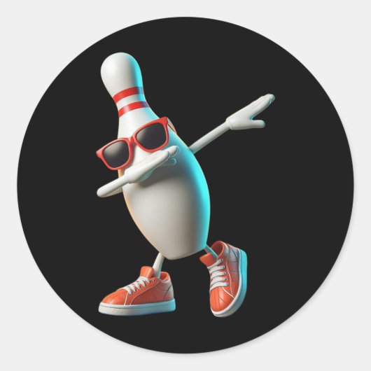 Bowling Button Dabbing Sungles Bowler Player Kids Runder Aufkleber (Vorderseite)