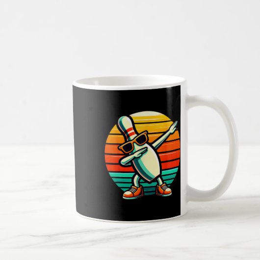Bowling Button Dabbing Sungles Bowler Player Kinde Kaffeetasse (Rechts)