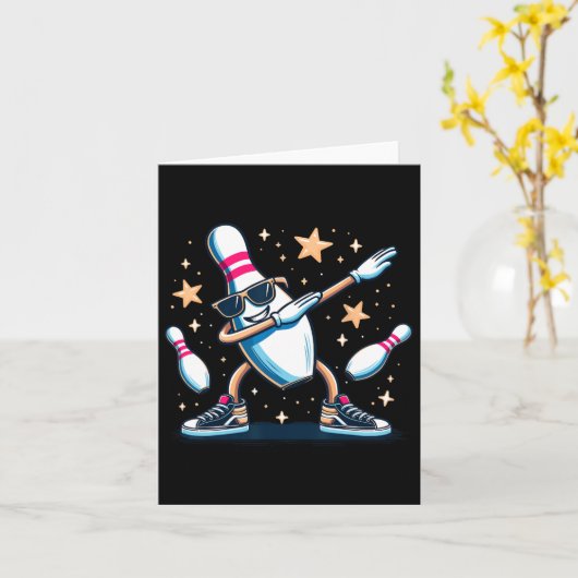 Bowling Button Dabbing Sungles Bowler Player Kinde Karte (Gelbe Blume)