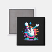 Bowling Button Dabbing Sungles Bowler Player Kinde Magnet (Vorderseite/Rückseite)