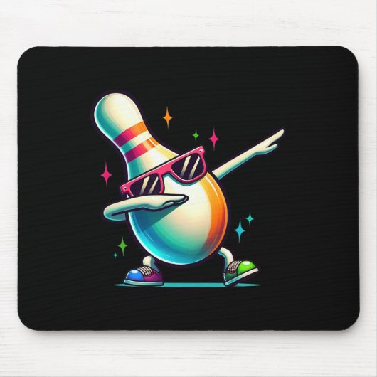 Bowling Button Dabbing Sungles Bowler Player Kinde Mousepad (Vorne)