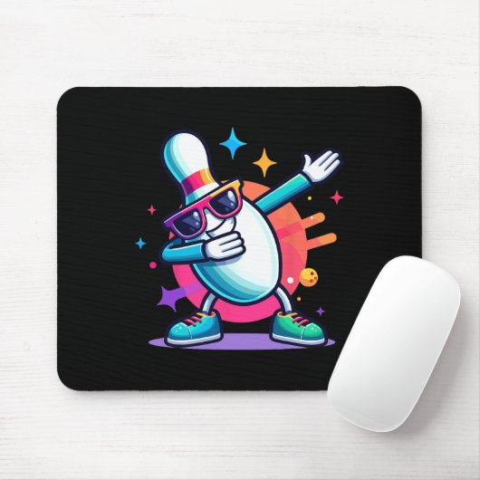 Bowling Button Dabbing Sungles Bowler Player Kinde Mousepad (Mit Mouse)