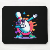 Bowling Button Dabbing Sungles Bowler Player Kinde Mousepad (Vorne)