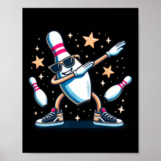 Bowling Button Dabbing Sungles Bowler Player Kinde Poster (Vorne)