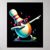 Bowling Button Dabbing Sungles Bowler Player Kinde Poster (Vorne)