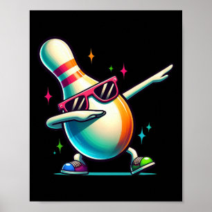 Bowling Button Dabbing Sungles Bowler Player Kinde Poster