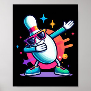 Bowling Button Dabbing Sungles Bowler Player Kinde Poster