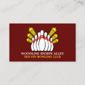 Bowling Button Design, Ten-Button Bowling Club Visitenkarte (Vorderseite)