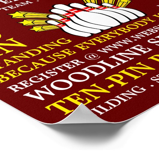 Bowling Button Design, Ten-Button Bowling Turnier Poster (Ecke)