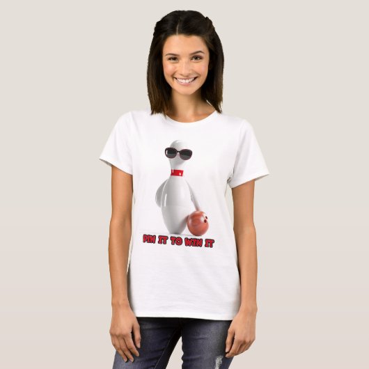 Bowling Button es zu gewinnen T-Shirt (Vorne ganz)