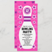 Bowling Button Geburtstagsfeier mit Stars Einladung (Vorne/Hinten)