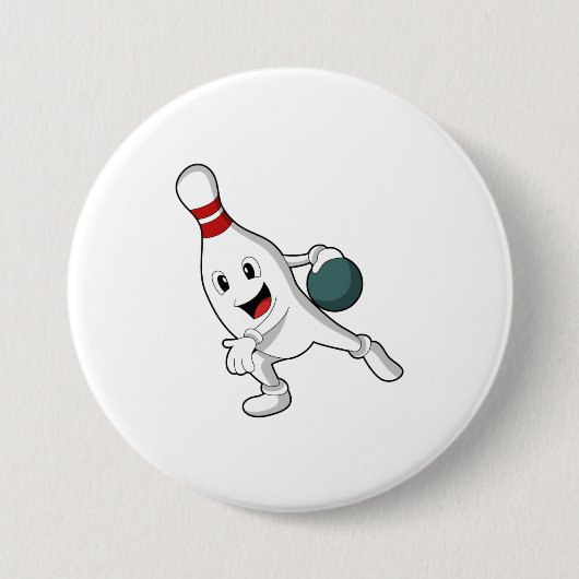 Bowling Button im Bowling mit Bowlingball (Vorderseite)
