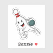 Bowling Button im Bowling mit Bowlingball Aufkleber (Blatt)