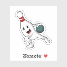Bowling Button im Bowling mit Bowlingball Aufkleber