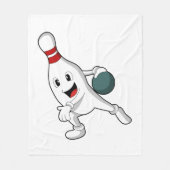 Bowling Button im Bowling mit Bowlingball Fleecedecke (Vorderseite)