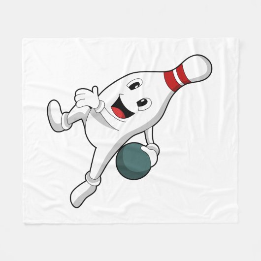 Bowling Button im Bowling mit Bowlingball Fleecedecke (Vorderseite (Horizontal))