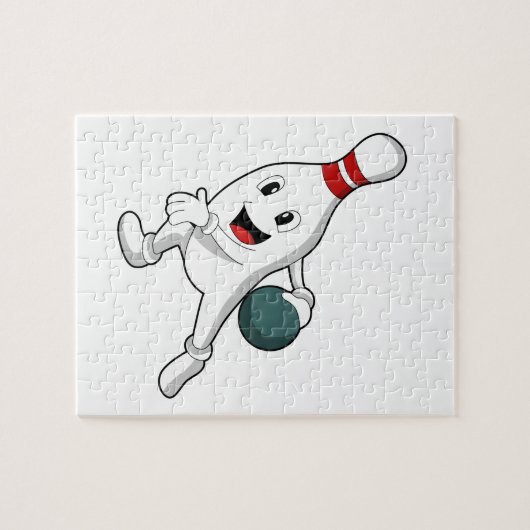 Bowling Button im Bowling mit Bowlingball Puzzle (Horizontal)