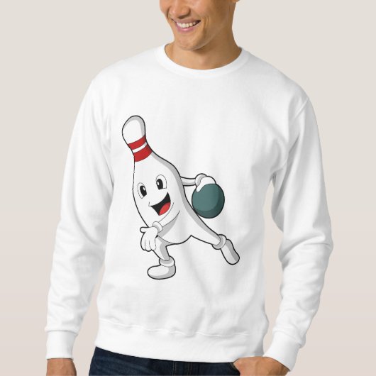 Bowling Button im Bowling mit Bowlingball Sweatshirt (Vorderseite)