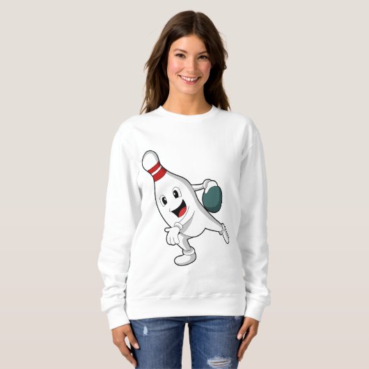 Bowling Button im Bowling mit Bowlingball Sweatshirt (Vorne ganz)