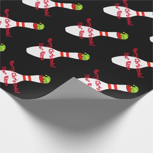Bowling Button mit Elch personalisiert Weihnachten Geschenkpapier (Ecke)